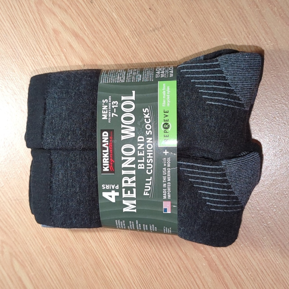 Kirkland Signature Merino Wool Blend Full Cushion Socks - 4 pairs
